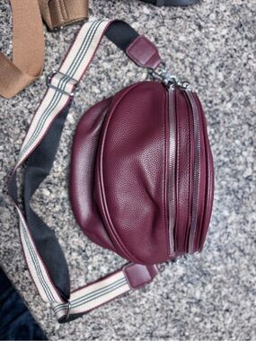 Burgundy FAUX Leather Crossbody Belt Bag